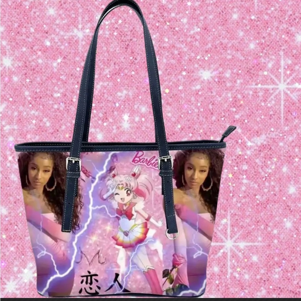 Pink cute kawaii large fashion tote bag